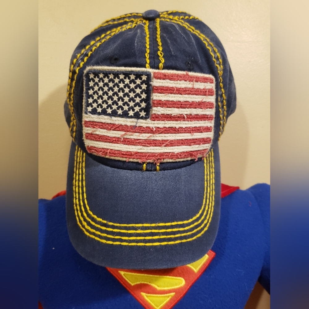 KBethos Baseball Cap Strapback Hat Unisex OSFA USA American Flag Blue Distressed